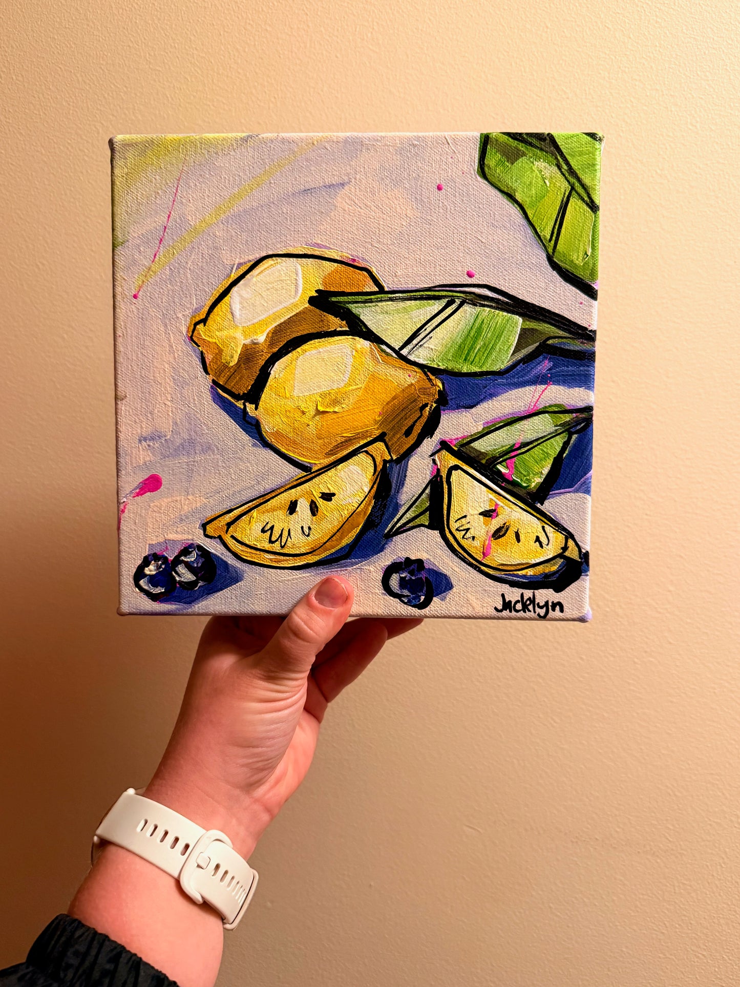 Lemon & Blueberries | Mini Original Artwork