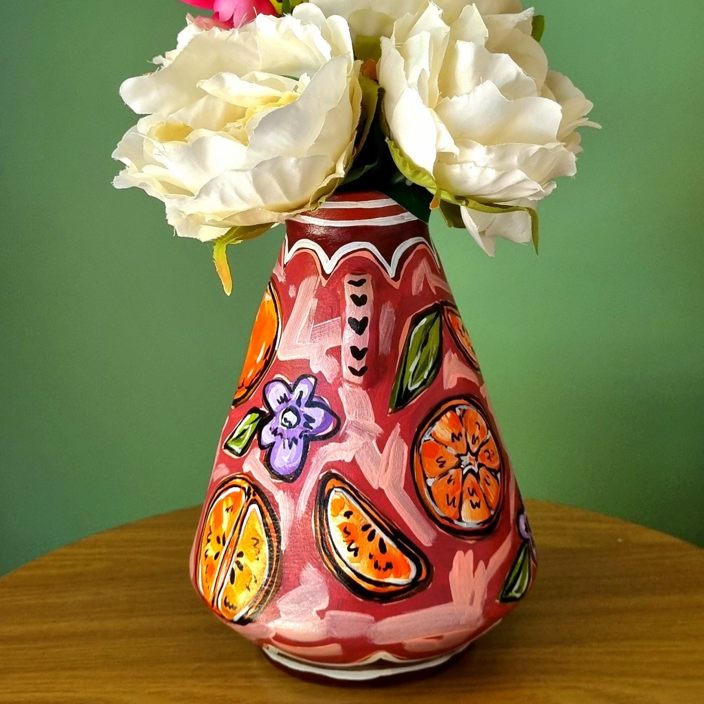 Hand Painted Ceramic Vase (Deep Pink)