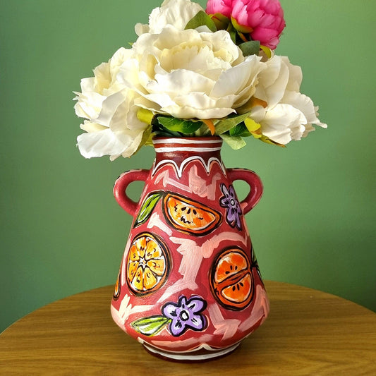 Hand Painted Ceramic Vase (Deep Pink)