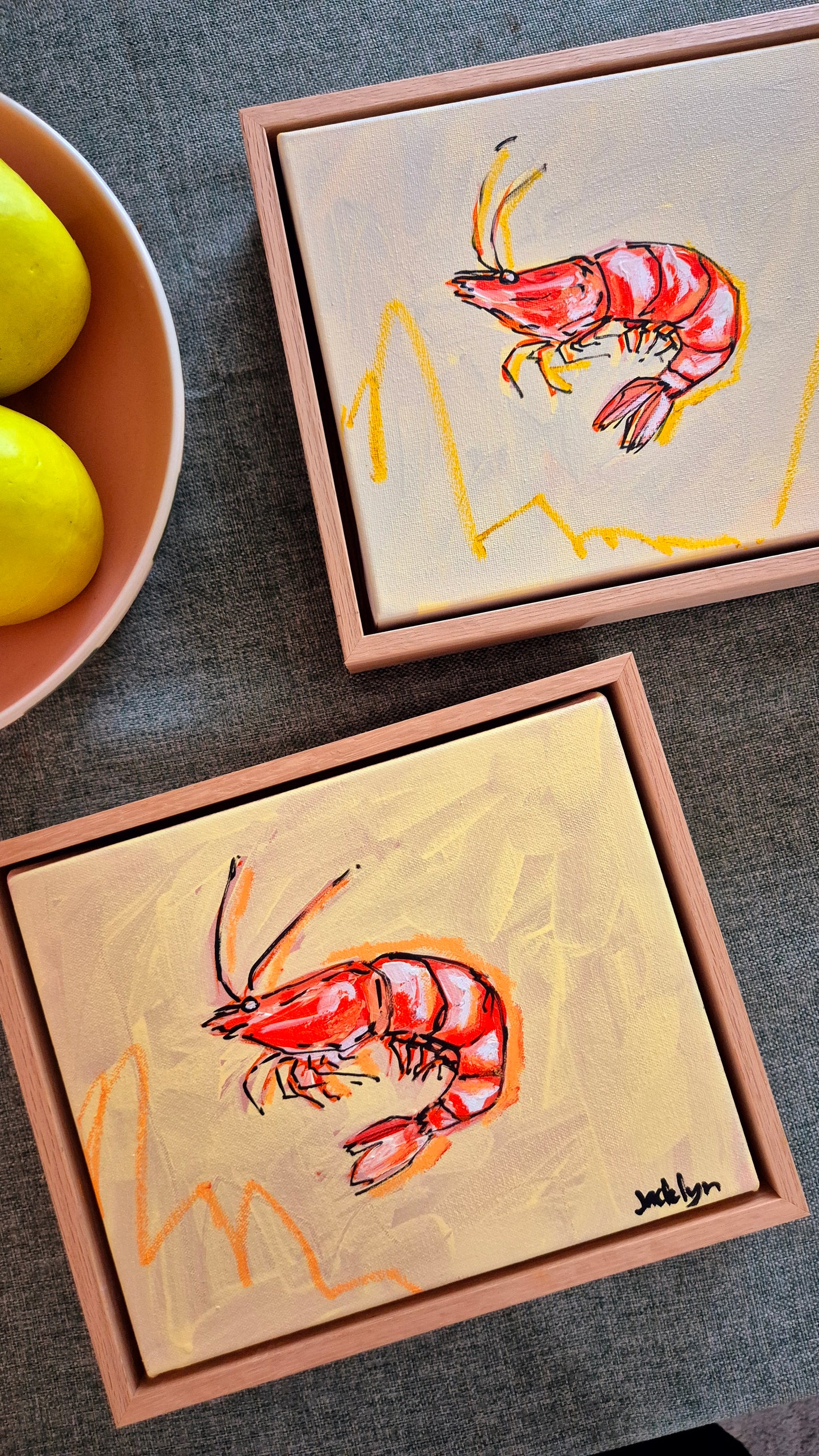 Prawn #2 (yellow) | Mini Original Artwork