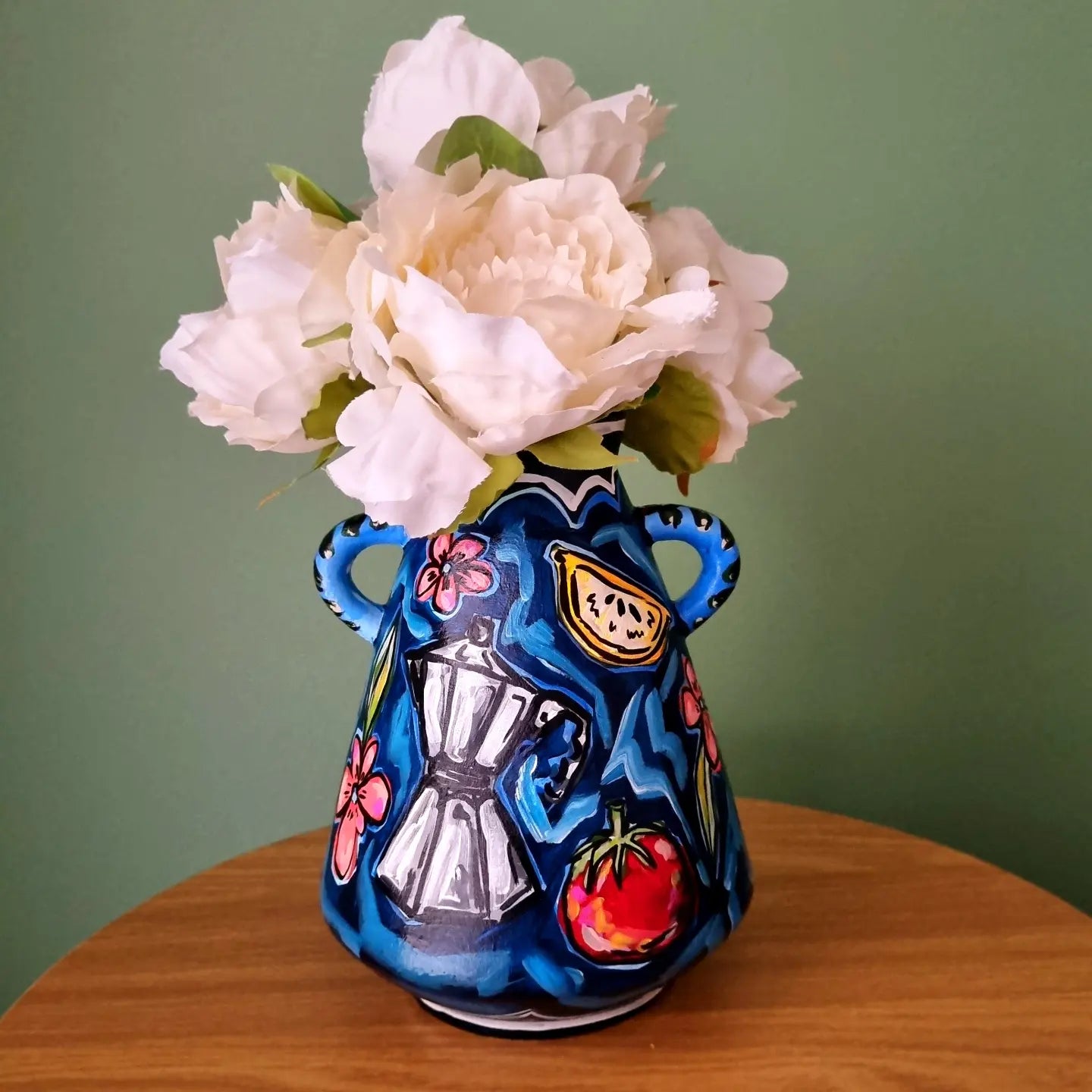 Hand Painted Ceramic Vase (Navy)